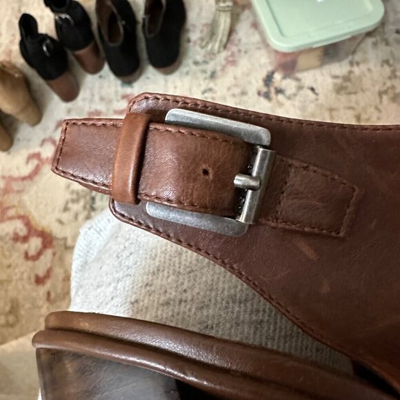 Vintage Lauren Ralph Lauren Odessa Brown Leather Peep-Toe Heeled Sandals Size 9M - Picture 10 of 12